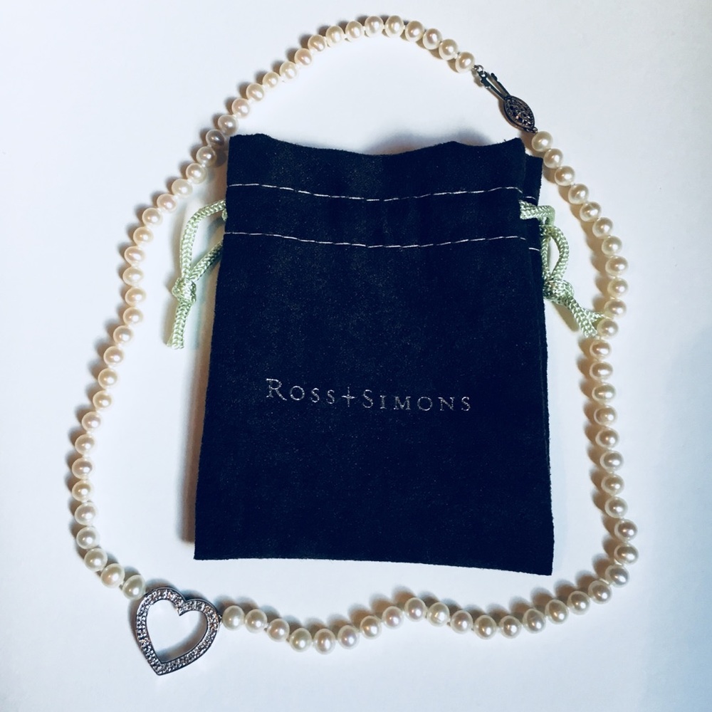 Ross Simons Pearl and Heart Necklace